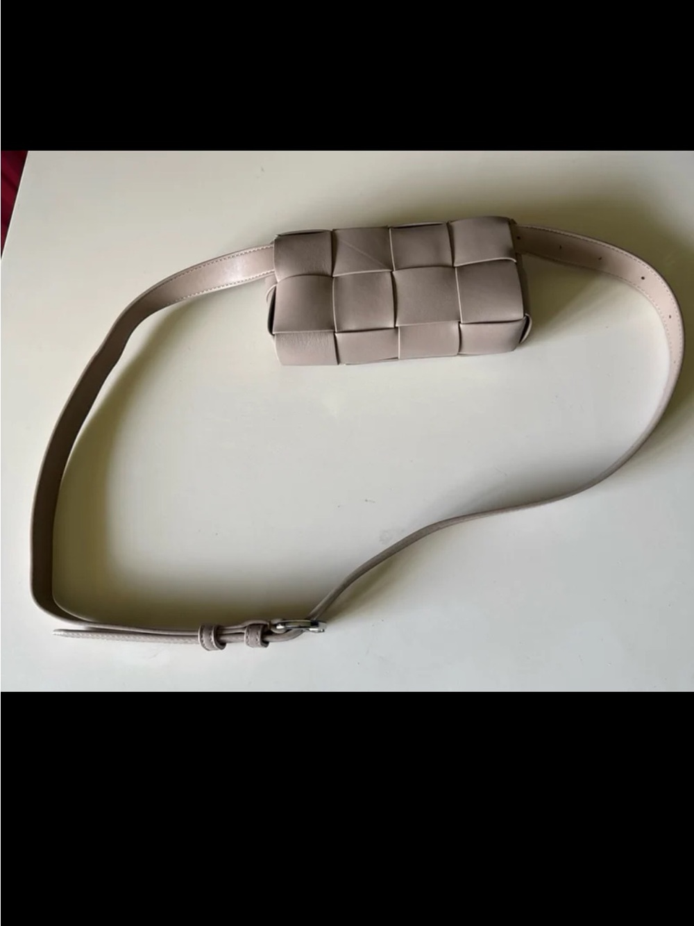 Quince Italian Leather Handwoven Box Belt Bag in Taupe - Picture 11 of 12